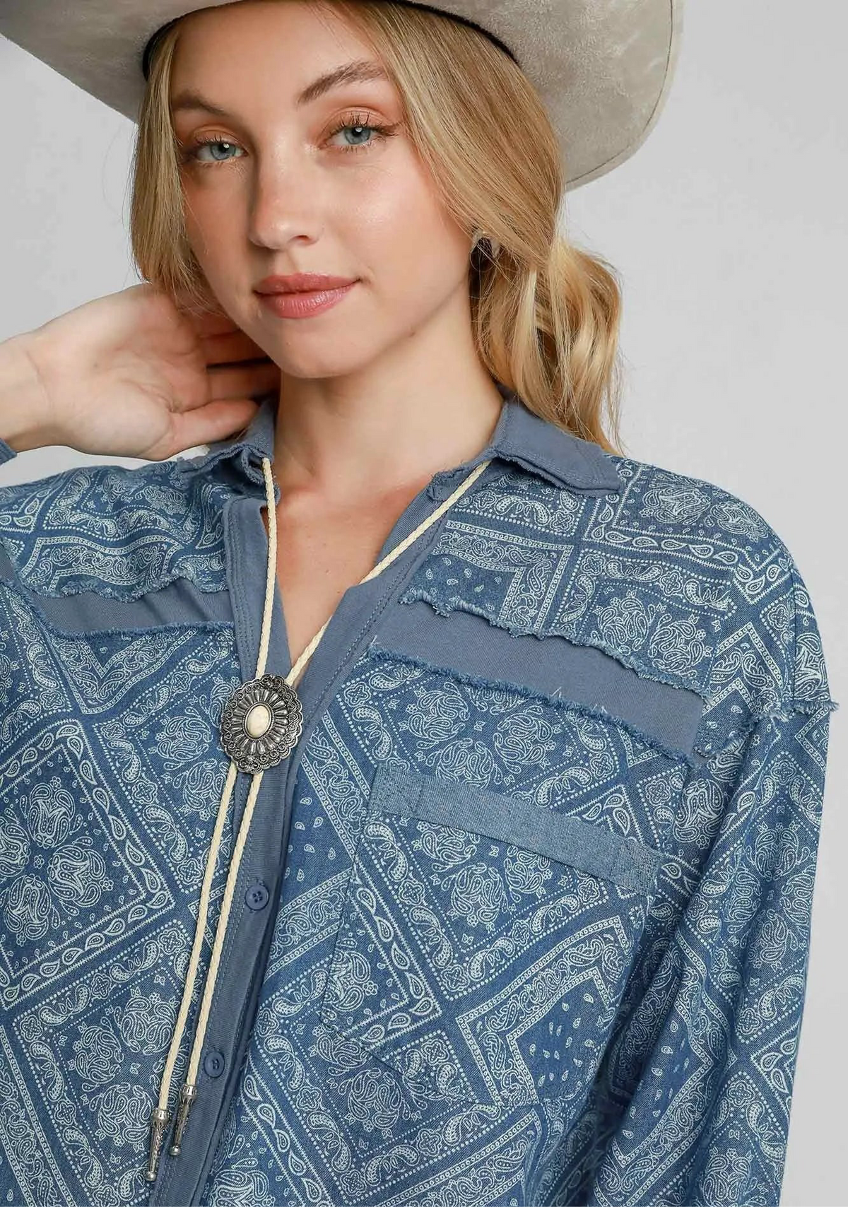 Paisley Print Denim Shirt Jacket