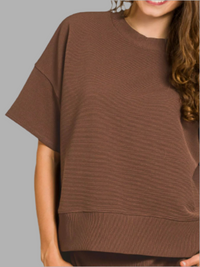 Ribbed Round Neck Tee & Pants Set