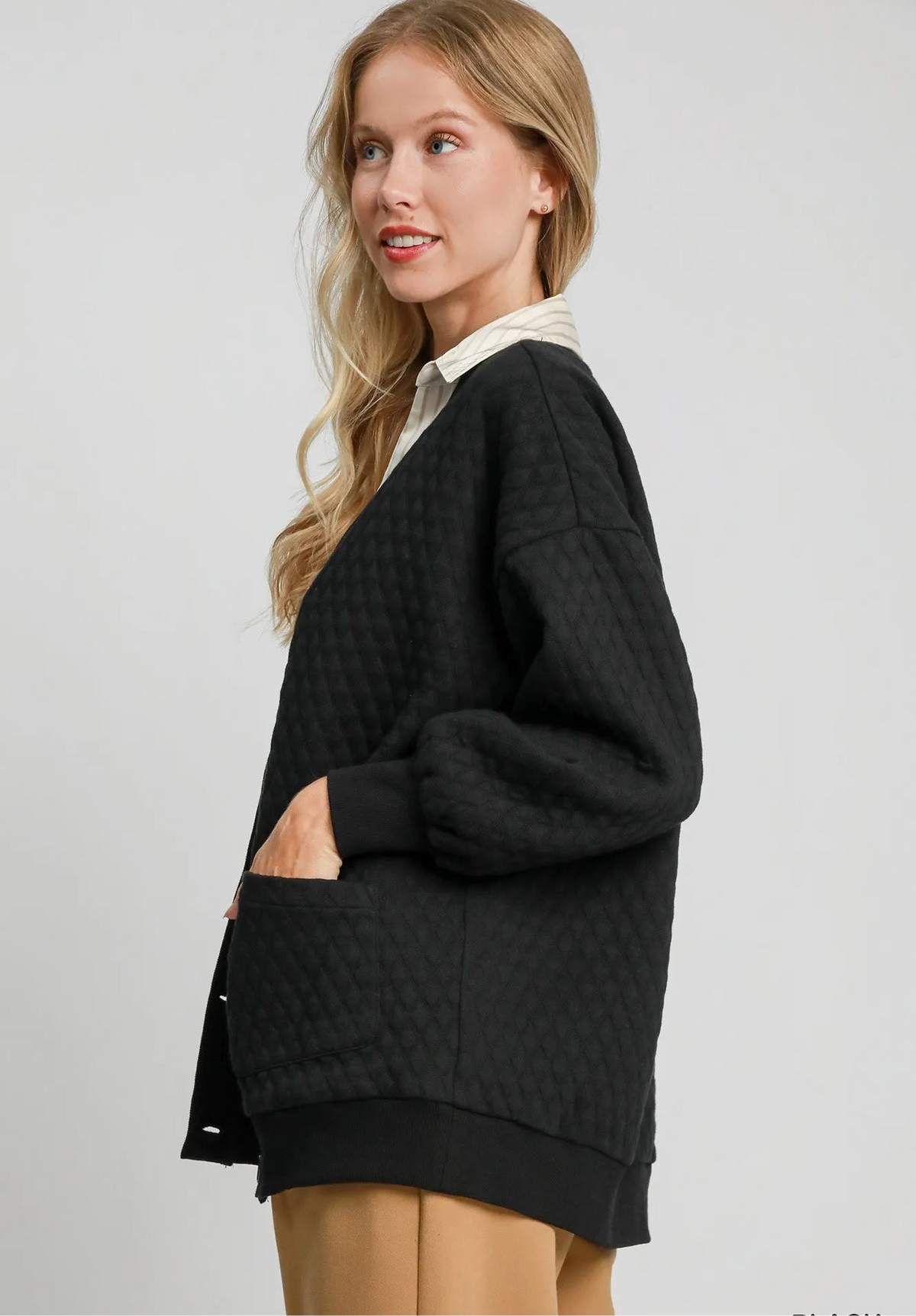 Button-Up Jacquard Cardigan