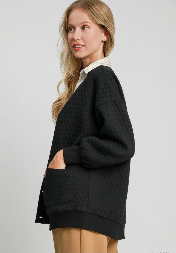 Button-Up Jacquard Cardigan