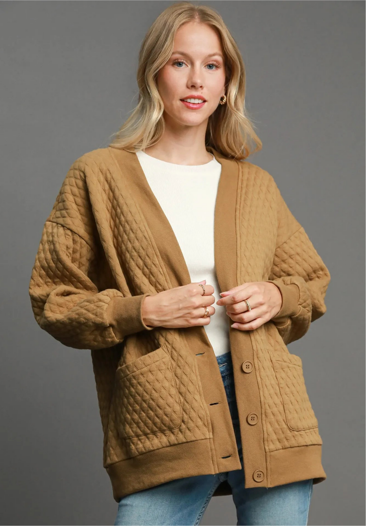 Button-Up Jacquard Cardigan
