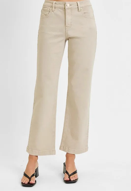 Tummy Control Mid Rise Ankle Straight Jeans