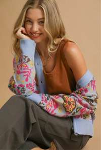 Floral Knit Button-Up Cardigan
