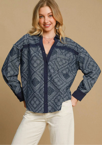 Paisley Print Denim Shirt Jacket