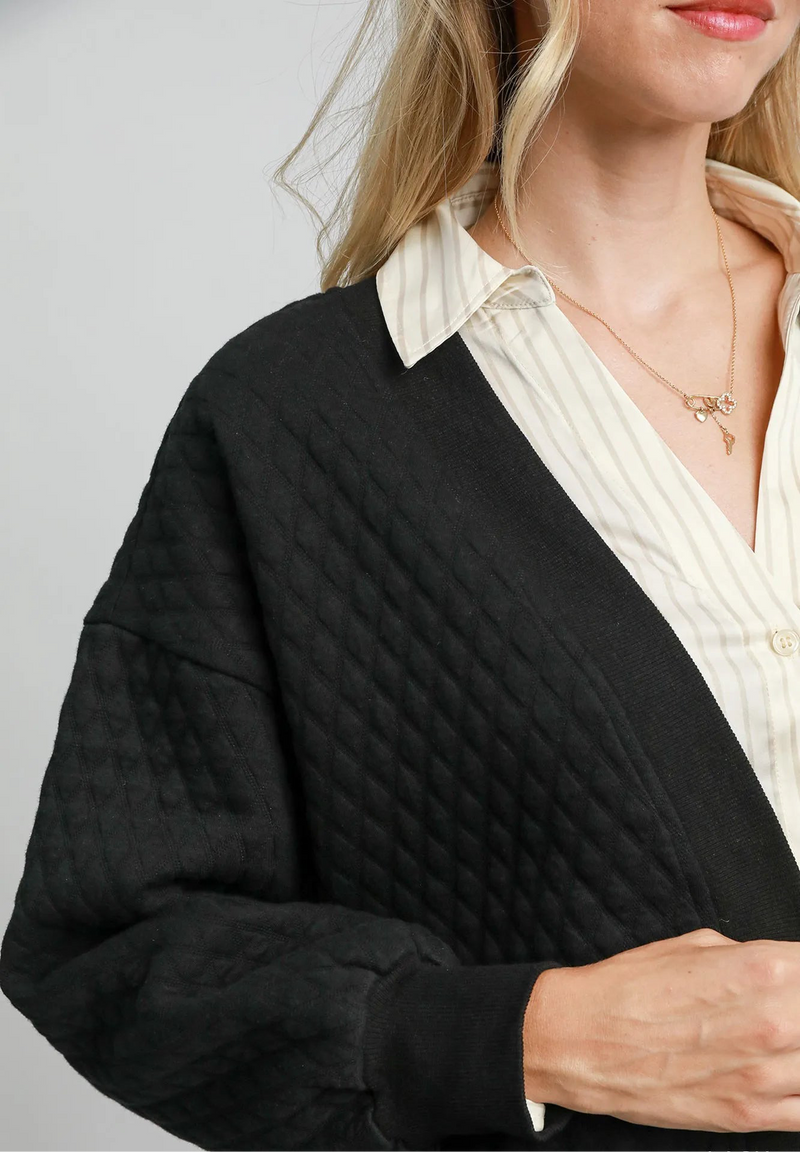 Button-Up Jacquard Cardigan