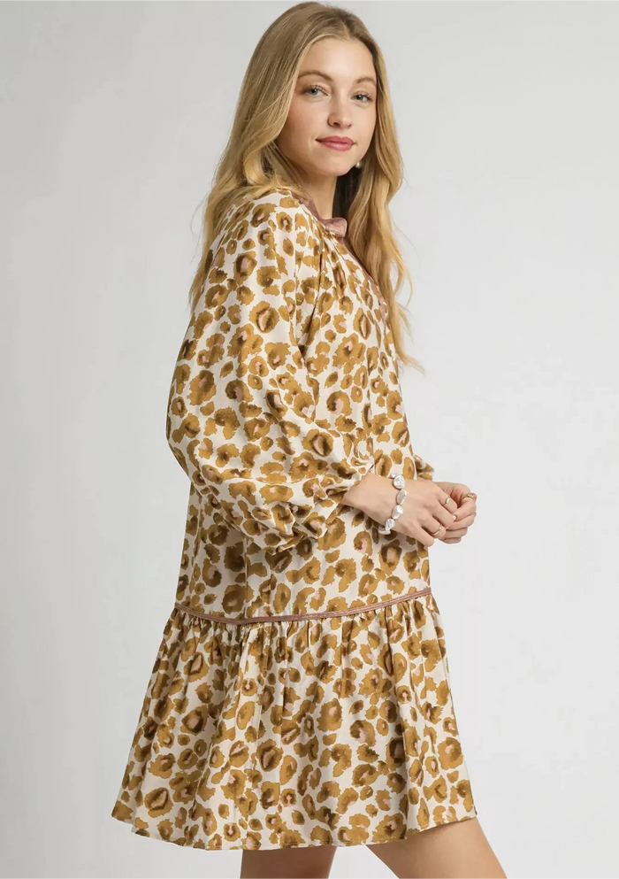 Leopard Print Tiered Mini Dress