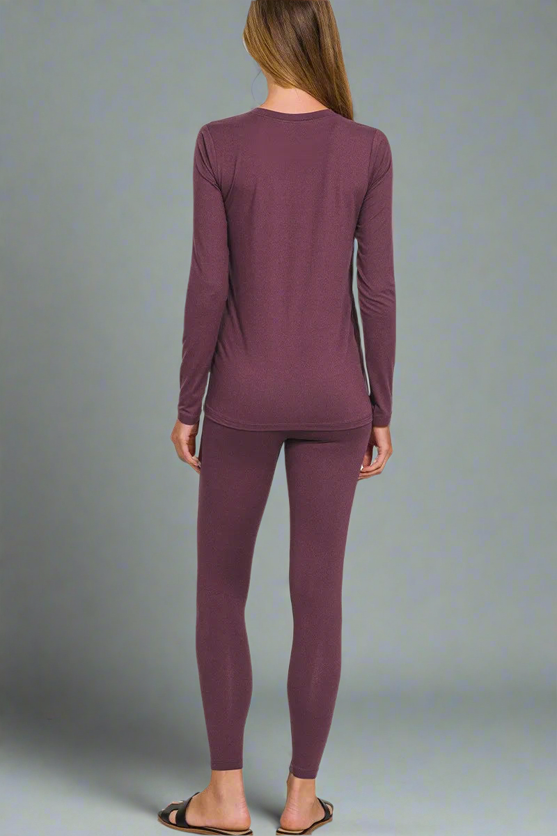 Microfiber Round Neck Top and Leggings Set