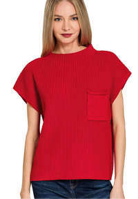 Mock Neck Short Sleeve Sweater