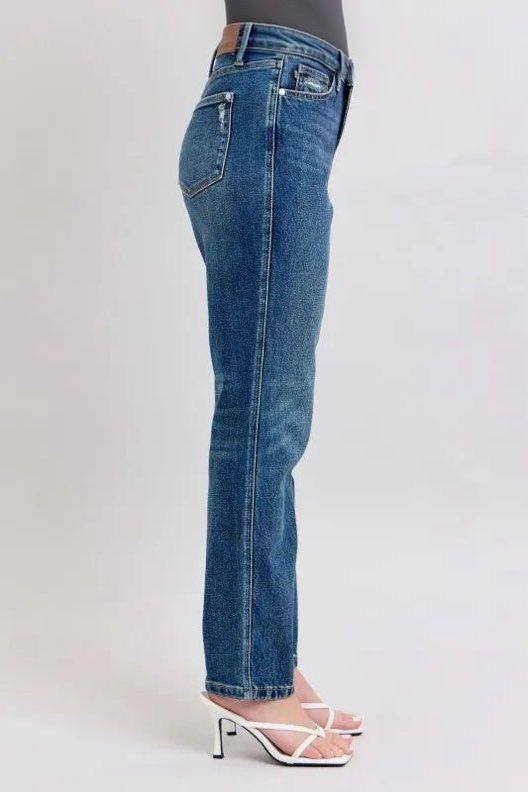 High Waisted Rigid Magic Non-destroy Straight Leg Jeans