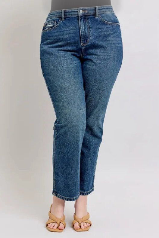 High Waisted Rigid Magic Non-destroy Straight Leg Jeans