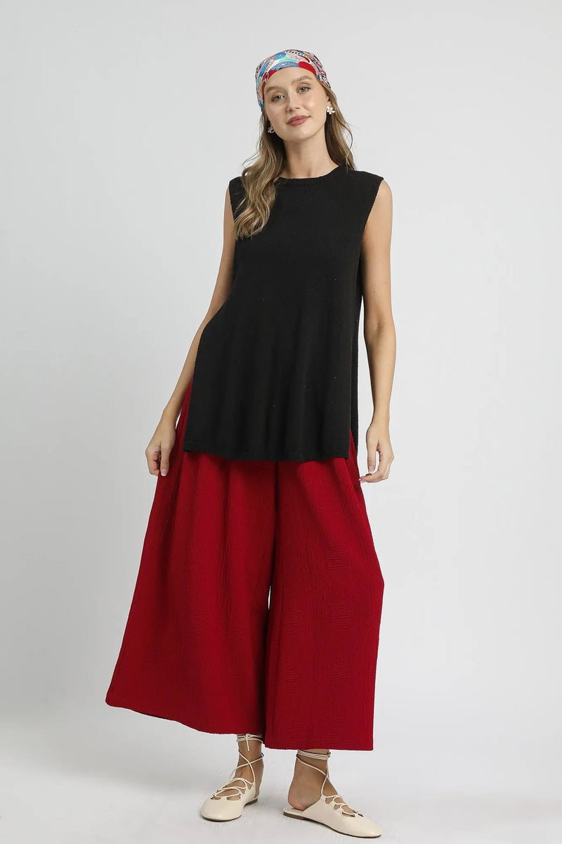 Elastic Waist Wide Leg Pants