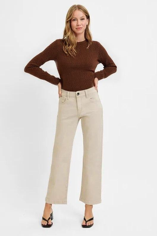 Tummy Control Mid Rise Ankle Straight Jeans