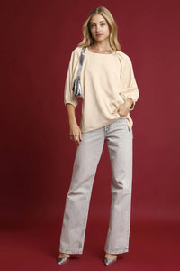 Satin Jacquard Balloon Sleeve Blouse