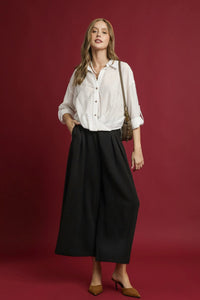 Elastic Waist Wide Leg Pants