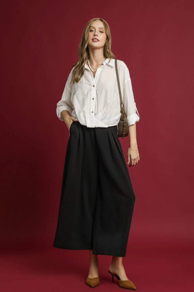 Elastic Waist Wide Leg Pants