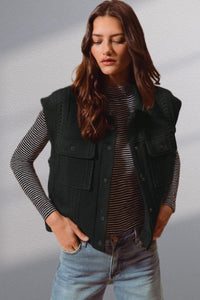 Cable Quilting Stitch Button Up Knit Vest