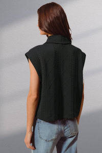 Cable Quilting Stitch Button Up Knit Vest