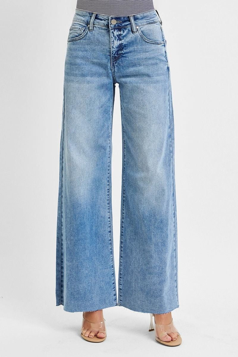 Tummy Control High Rise Ankle Palazzo Jeans Plus Size