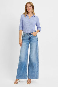 Tummy Control High Rise Ankle Palazzo Jeans Plus Size