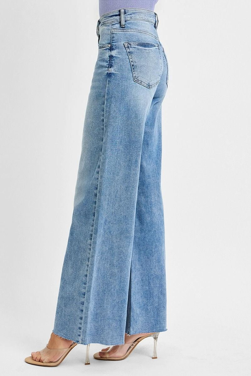 Tummy Control High Rise Ankle Palazzo Jeans Plus Size