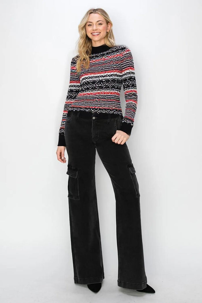 High Rise Wide Leg Cargo Jeans