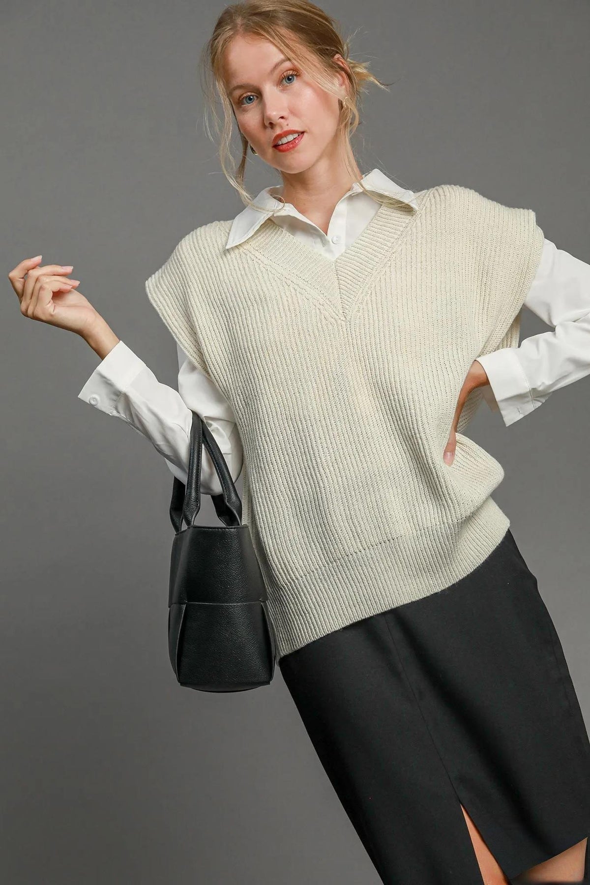 Oversized V Neck Vest